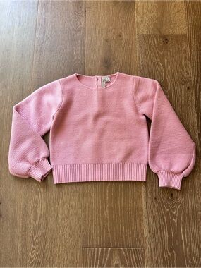 Janie and Jack Pink Crewneck Balloon-Sleeve Sweater 6T
